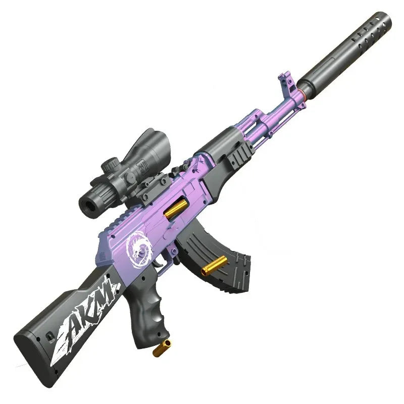 hell-throwing AKM soft bullet gun can launch toy gun boy submachine gun model manual loading long range