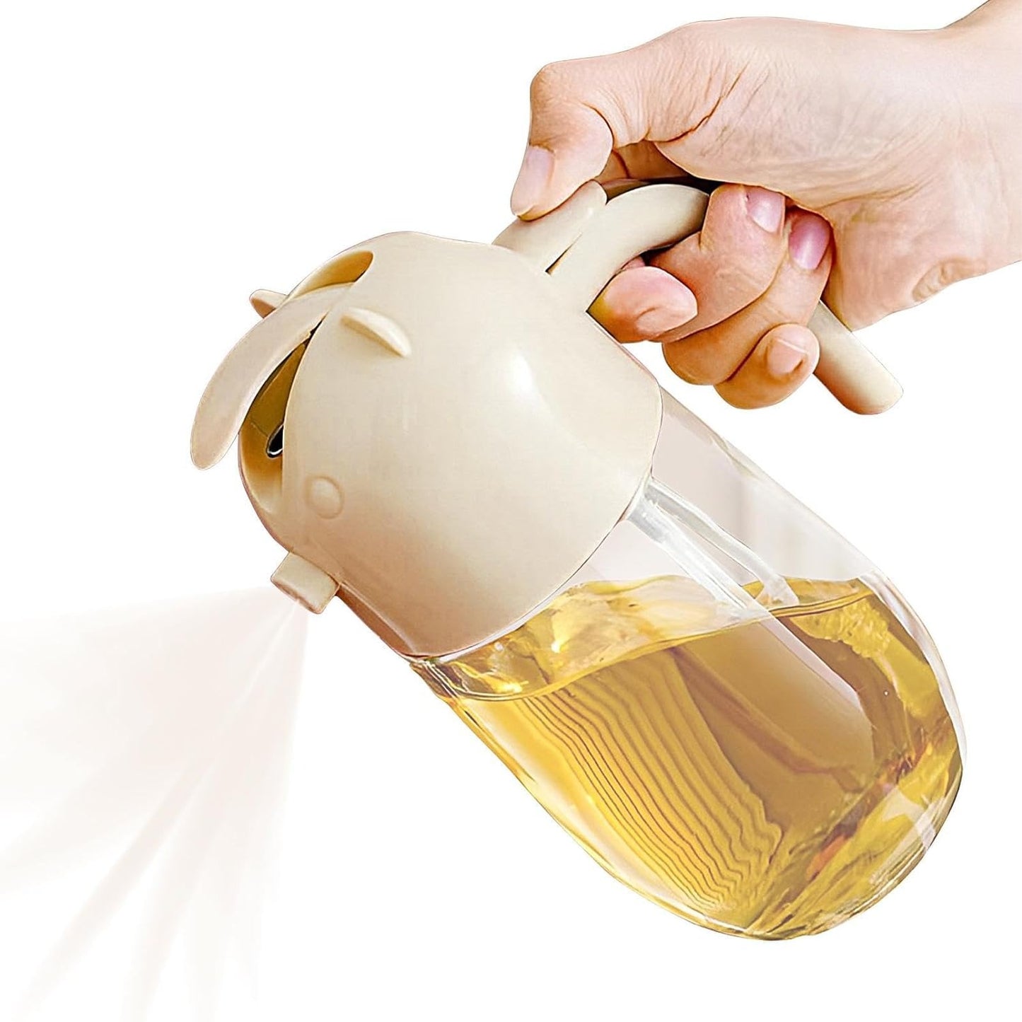 2-in-1 Glass Oil Sprayer and Dispenser, Oil Spray Bottle for Cooking, Oil Dispenser for Kitchen, Oil Bottle Dispenser Spray for Cooking, Air Fryer, BBQ etc, 580ML.